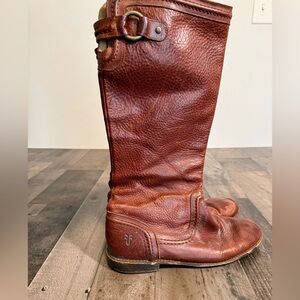 Frye Harness Tall‎ Leather Boots Brown Moto Riding Western Zip Size 9B